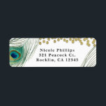 Étiquette Peacock Feathers & Gold Boho Glam Invitation<br><div class="desc">Peacock Feathers & Gold Boho Glam Invitation Étiquettes. Customisez avec tout texte. Éléments correspondants disponibles.</div>