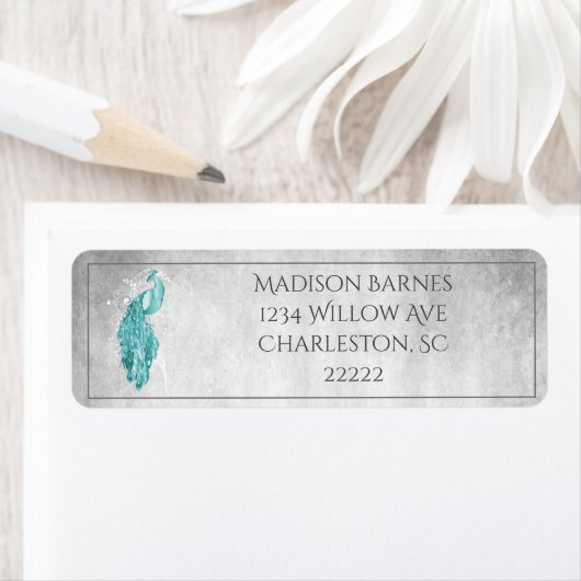 Étiquette Peacock turquoise Elegant (En situation)