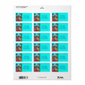 Étiquette PEACOCKS EN AMOUR, bleu rouge turquase vert (Feuille entière)