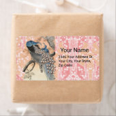 Étiquette PEACOCKS, ROSE BLANC FLEURS SAKURA Japonais Floral (En situation)