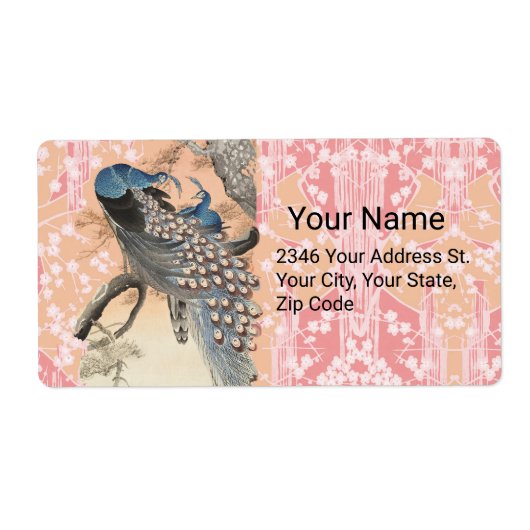 Étiquette PEACOCKS, ROSE BLANC FLEURS SAKURA Japonais Floral (Devant)