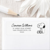 Étiquette PEANUTS | Snoopy on Black White Comics (En situation)