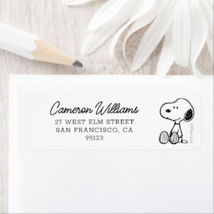 Étiquette PEANUTS   Snoopy on Black White Comics