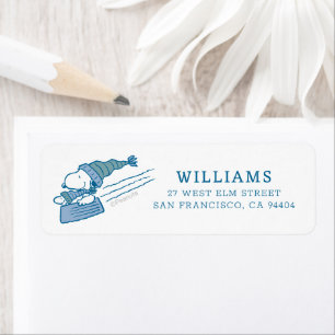 Étiquette Peanuts   Snoopy & Woodstock Sledding