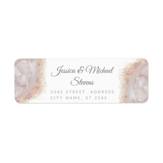 Étiquette Pearl rose or marbre agate calligraphie (Devant)