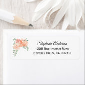 Étiquette Pêche Aquarelle Florale Médaille (En situation)