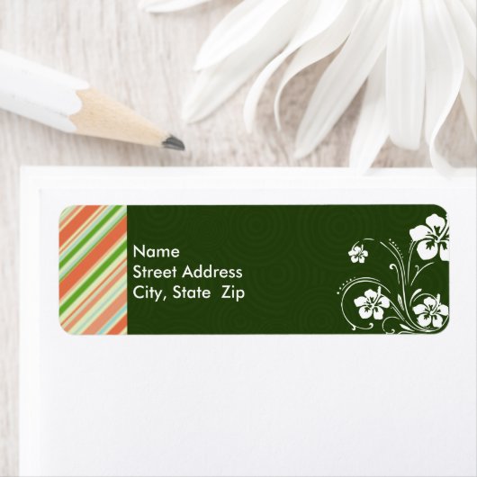 Étiquette Pêche et forêt vert rayé; Aloha (En situation)