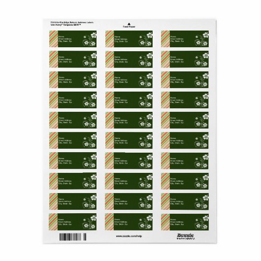 Étiquette Pêche et forêt vert rayé; Aloha (Feuille entière)