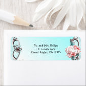 Étiquette Pêcher les Roses et papillons Anniversaire Fête Ét (En situation)