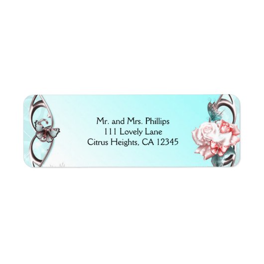 Étiquette Pêcher les Roses et papillons Anniversaire Fête Ét (Devant)