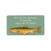 Étiquette Pêcheur de truite mouchetée Adresse de pêche (Devant)