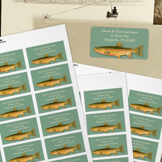 Étiquette Pêcheur de truite mouchetée Adresse de pêche