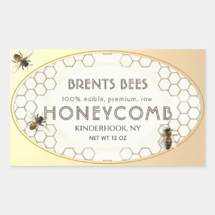 Étiquette peigne de miel avec Bees Honeypeb Gold B