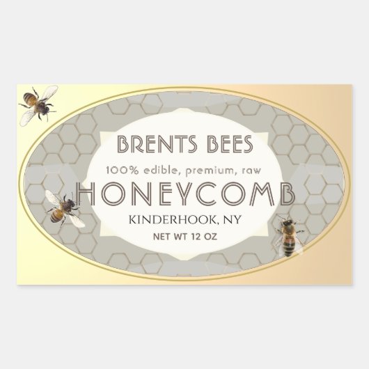 Étiquette peigne de miel avec Bees Honeypeb Gold B (Devant)