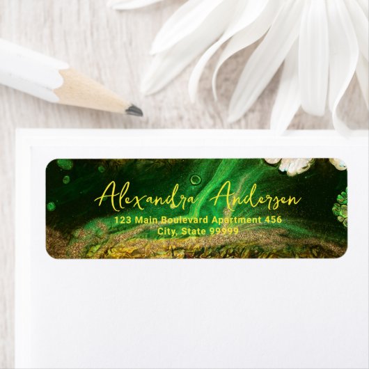 Étiquette Peinture à fluide Abstrait Faux Or Métallic Foil V (En situation)