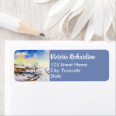 Étiquette Peinture à l'aquarelle de la voie hivernale (En situation)