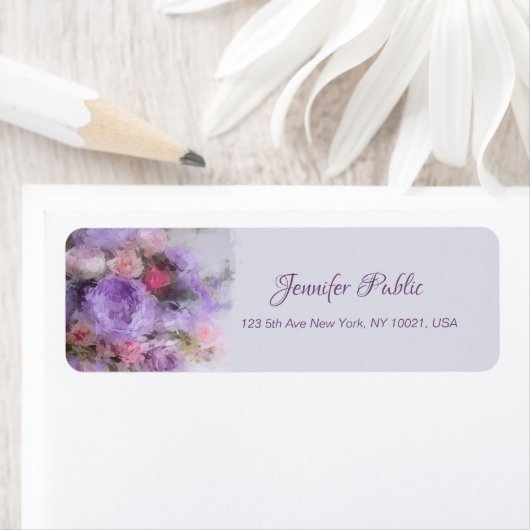 Étiquette Peinture à l'huile de fleurs Script Modèle moderne (En situation)