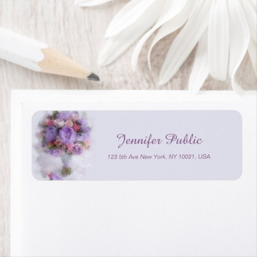 Étiquette Peinture à l'huile Fleurs Modèle Script à la main (En situation)