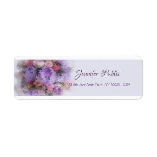 Étiquette Peinture à l'huile Fleurs Script à la main Modèle