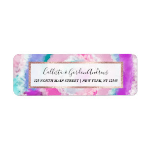 Étiquette Peinture à tarte blanche rose Fille moderne Abstra