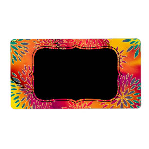 Étiquette Peinture abstraite florale de motif et d'aquarelle