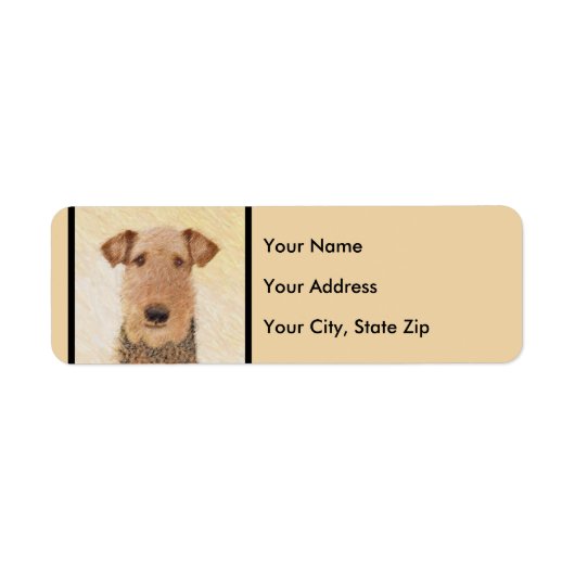 Étiquette Peinture Airedale Terrier - Cute Original Art (Devant)