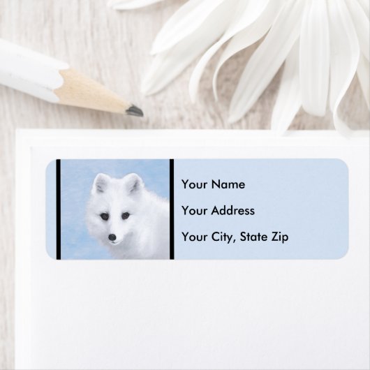 Étiquette Peinture Arctic Fox - Art original de la faune (En situation)