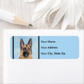 Étiquette Peinture berger allemande - jolie art original chi (En situation)