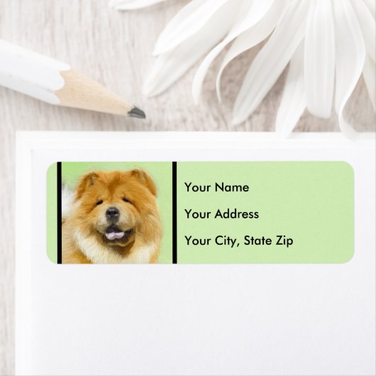 Étiquette Peinture Chow Chow - Joli art original chien (En situation)