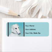 Étiquette Peinture de Borzoi (Blanc) - Joli Chien d'origine (En situation)