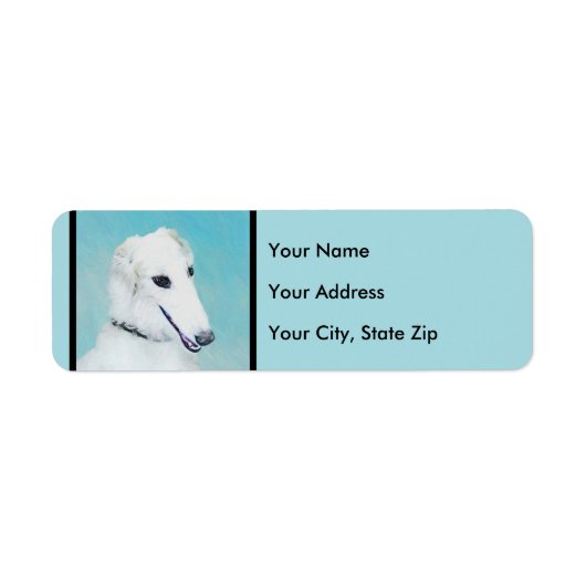 Étiquette Peinture de Borzoi (Blanc) - Joli Chien d'origine (Devant)