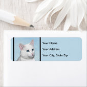 Étiquette Peinture de chat blanc - Cute Original Cat Art (En situation)