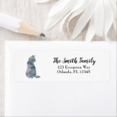 Étiquette Peinture de chat bleu violet Adresse de retour (En situation)