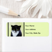 Étiquette Peinture de chat Tuxedo - Cute Original Cat Art (En situation)