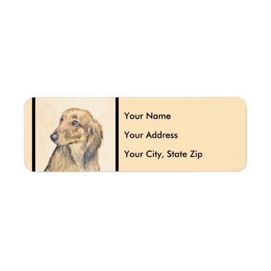 Étiquette Peinture de Dachshund (Longhaïs) - Art original du (Devant)