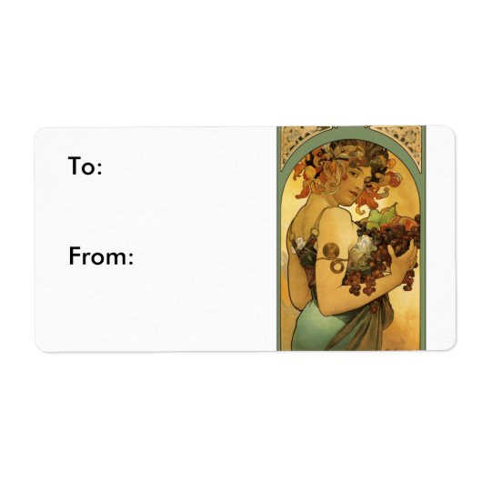 Étiquette Peinture de fruits Alphonse Mucha (Devant)