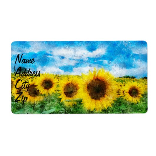Étiquette Peinture de tournesols (Devant)