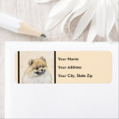 Étiquette Peinture Poméranienne (orange) - Art Chien origina (En situation)