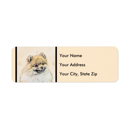Étiquette Peinture Poméranienne (orange) - Art Chien origina (Devant)