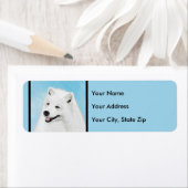 Étiquette Peinture Samoyed - Cute Original Chien Art (En situation)
