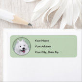 Étiquette Peinture Samoyed - Cute Original Chien Art (En situation)