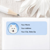 Étiquette Peinture Samoyed Puppy - Jolie Art Original Chien (En situation)