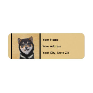 Étiquette Peinture Shiba Inu (Noir et Tan) - Art Chien