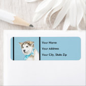 Étiquette Peinture Sibérienne Husky Puppy - Art Chien origin (En situation)