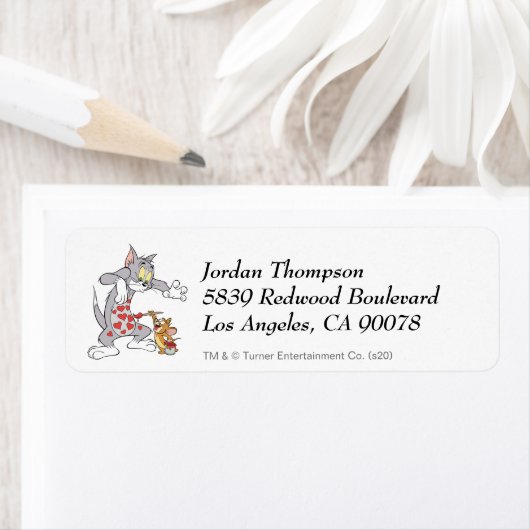 Étiquette Peinture Tom & Jerry Coeurs de Saint-Valentin (En situation)