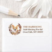 Étiquette Pembroke Welsh Corgi Chien Couronne d'automne (En situation)