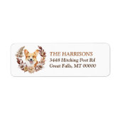 Étiquette Pembroke Welsh Corgi Chien Couronne d'automne (Devant)