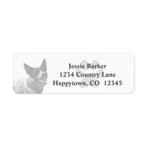 Étiquette Pencil Australian Cattle Dog Return Adresse Label