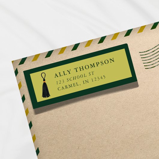 Étiquette Pendentif de casquette de remise de diplôme vert m