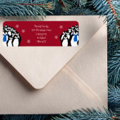 Étiquette Penguin de Noël Adresse de retour Rouge